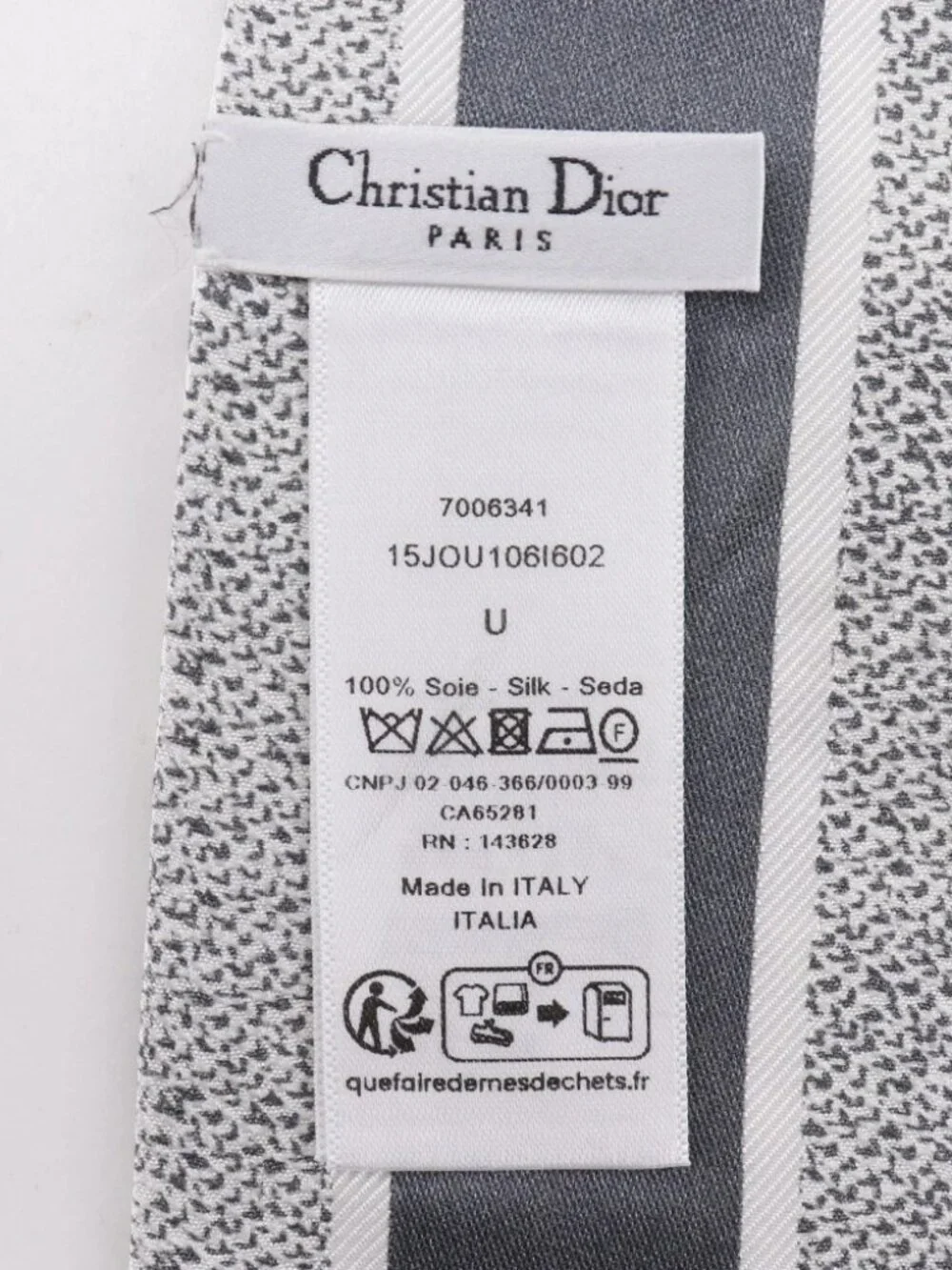 Dior Mitza scarf 15JOU106I602 Toile de Jouy Sauvage ribbon scarf gray silk